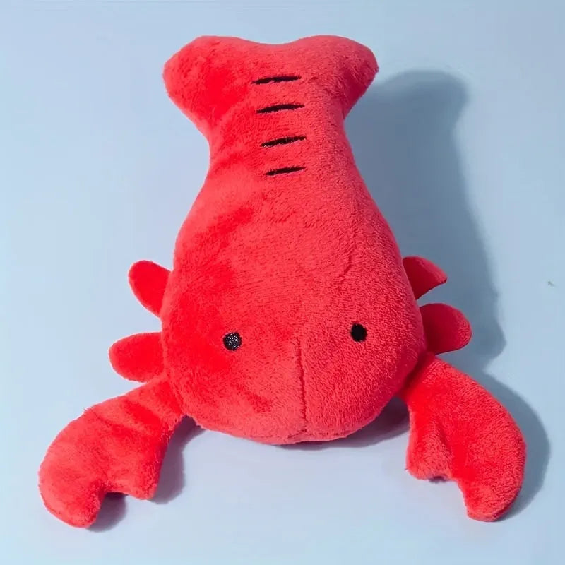 Red lobster stuffed dog toy with squeaker for small and medium dogs