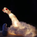 DIY astronaut rocket LED night light kit components including model, straws, chassis, and string lights for assembly