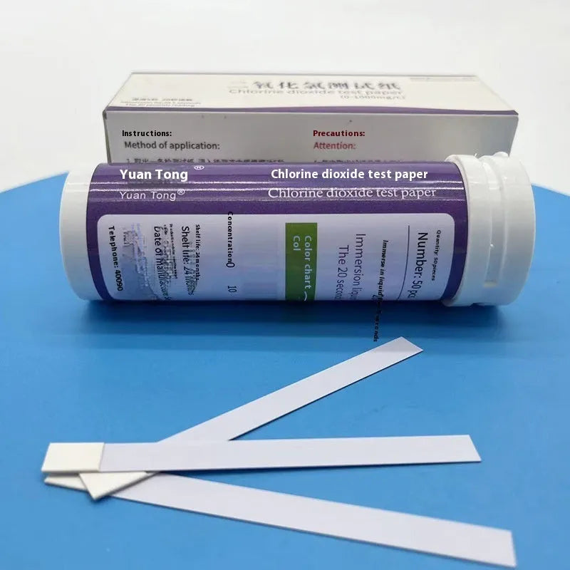 Chlorine dioxide test paper bottle with 50 pieces for waste water concentration detection