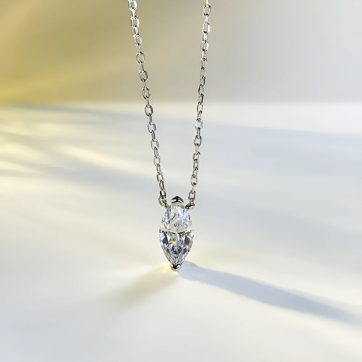 Women's 925 silver twin clavicle necklace with olive diamond design, gold or platinum electroplated finish