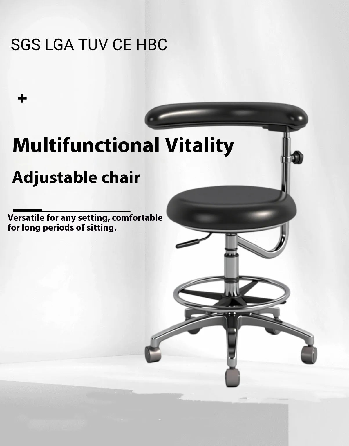 Black leather dental chair with hydraulic lift for dental hospitals and clinics
