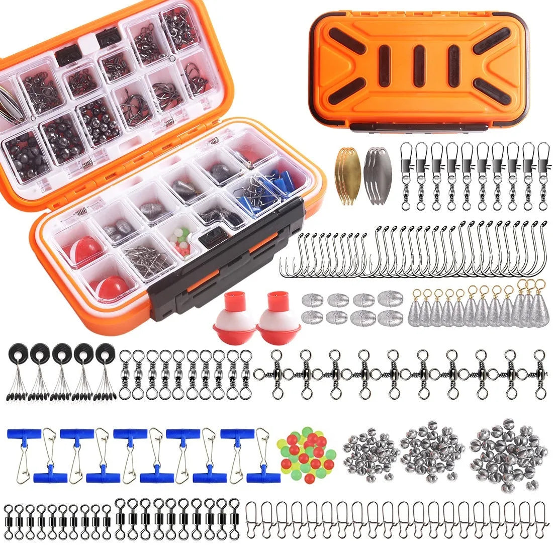 254 piece waterproof rock fishing accessories combination suit in ABS and lead carbon steel for shore angling