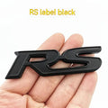 RS series zinc alloy metal car badge sticker showing raised lettering design
