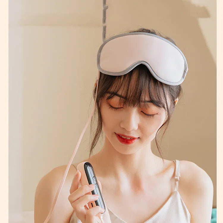 USB-powered portable eye steam massage mask with suede shell in green or pink colour