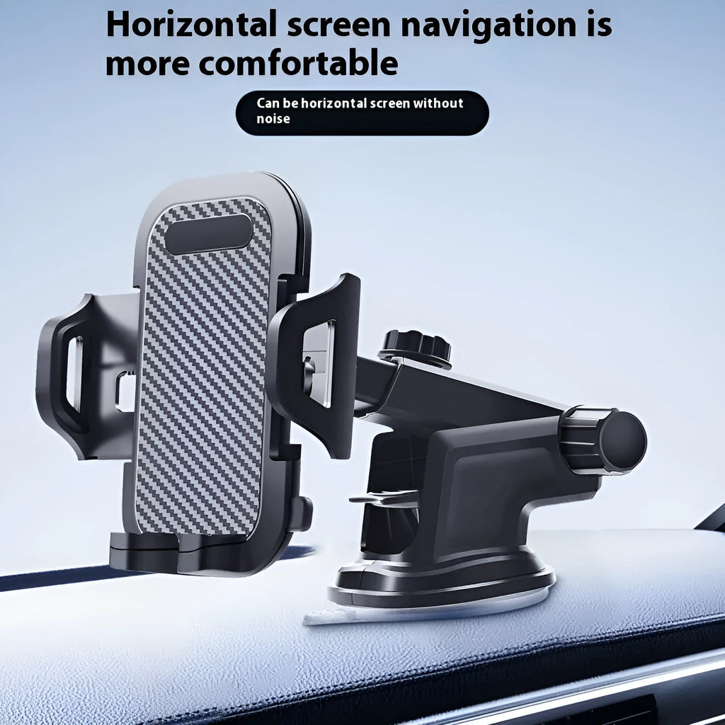 Car phone holder adhesive pad on dashboard, holding a smartphone, available in black gold silver
