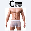 Men's thin polyester boxer shorts in six colours including black, white and sapphire blue