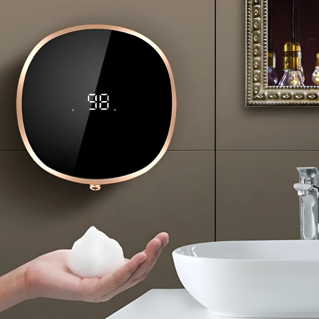White automatic soap dispenser with infrared sensor and USB charging port