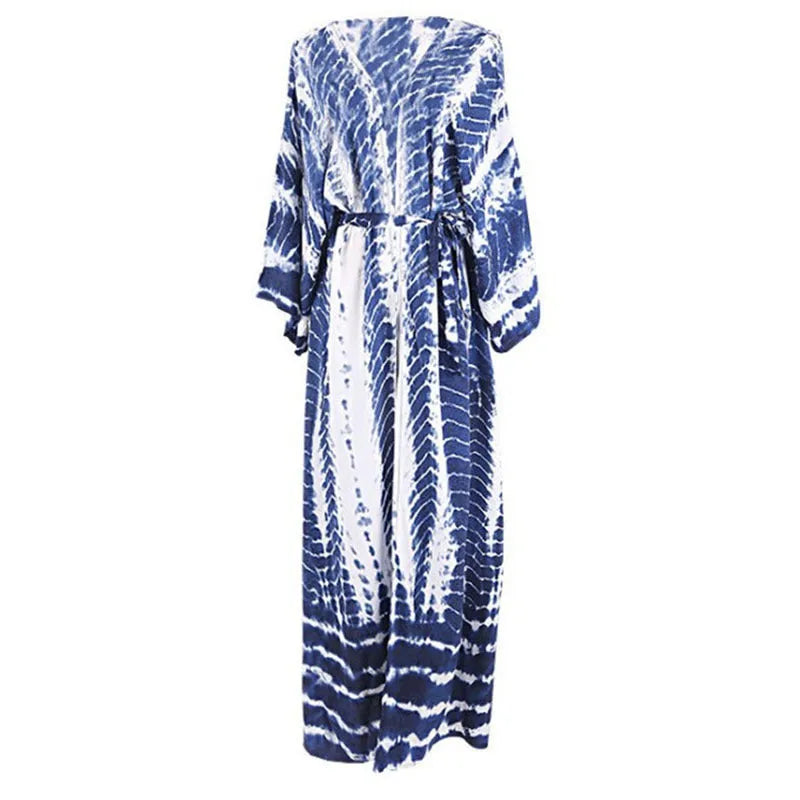 Women's loose cotton beach cover-up blouse in a solid colour from the DN0712 series.