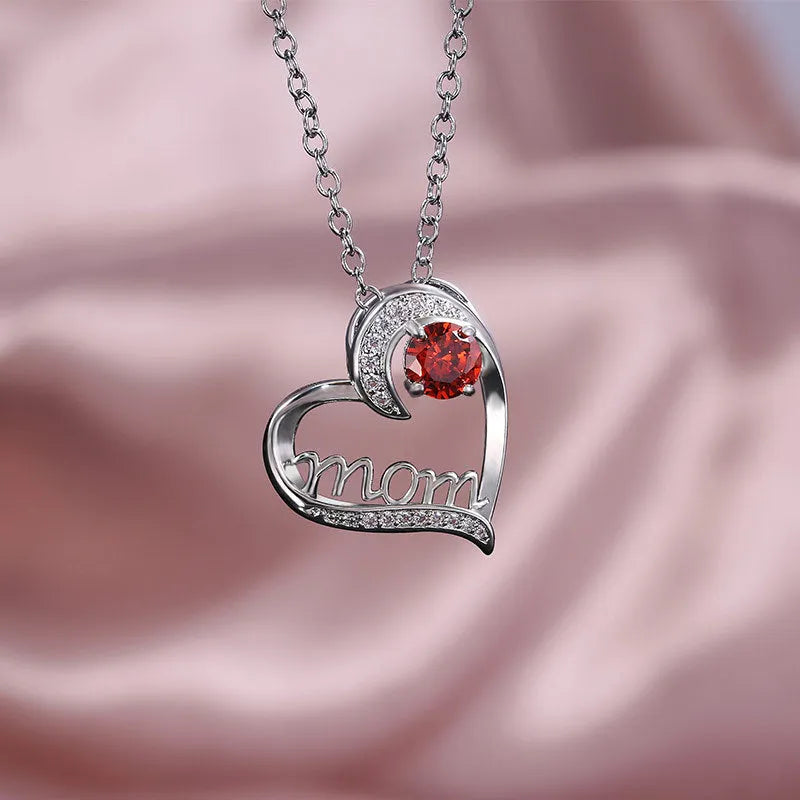 Heart claw necklace with zircon and artificial gem on copper chain, green colour, pendant 2.5x2.3cm