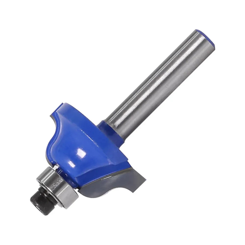 Blue wood cutter head with 1/4 handle, 6.35mm stem, 27mm cutting diameter, and 53mm total length