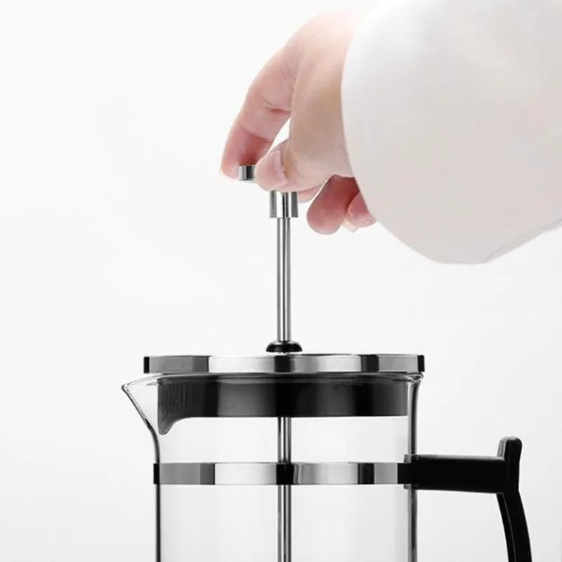 350ml manual pour-over coffee maker with glass beaker and stainless steel stand.
