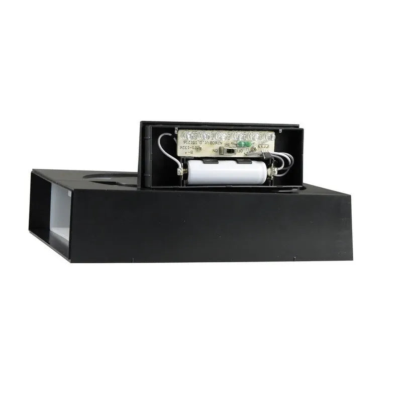 Solar powered outdoor house number light with white LED illumination and weatherproof construction