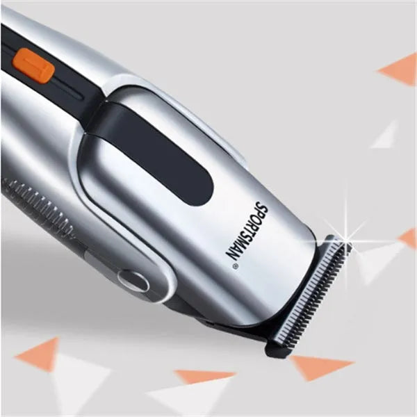 Silver electric hair clipper with high-efficiency alloy sharp angle cutter head