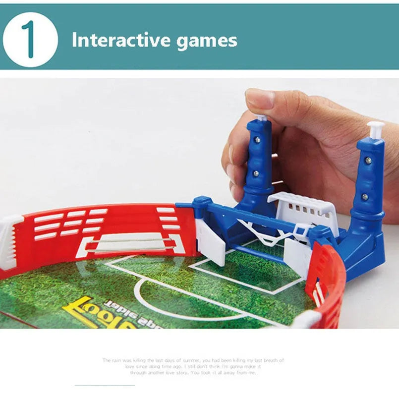 Mini football board game kit with two balls on a tabletop, made of ABS plastic