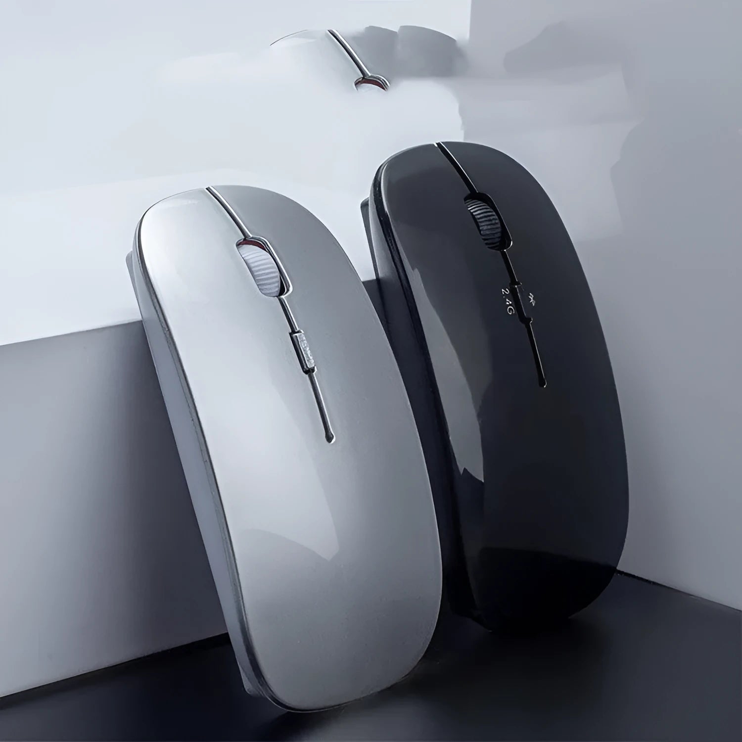 Wireless Bluetooth dual mode slim mini mouse with 1200 DPI adjustable resolution in black