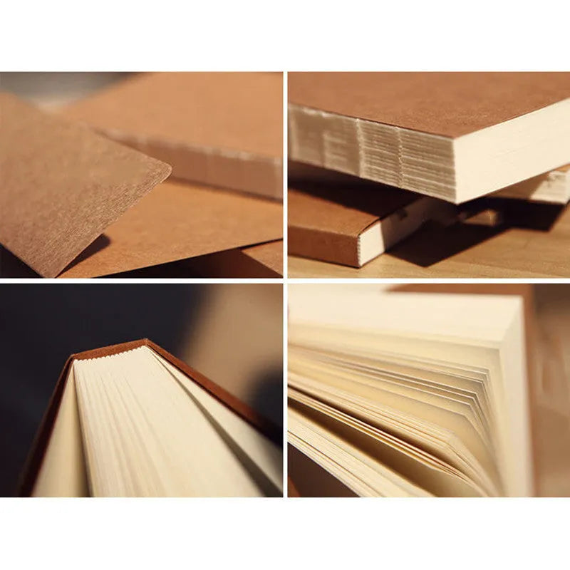 Brown kraft paper sketchbook open to show drawing, with 16K and 32K size options