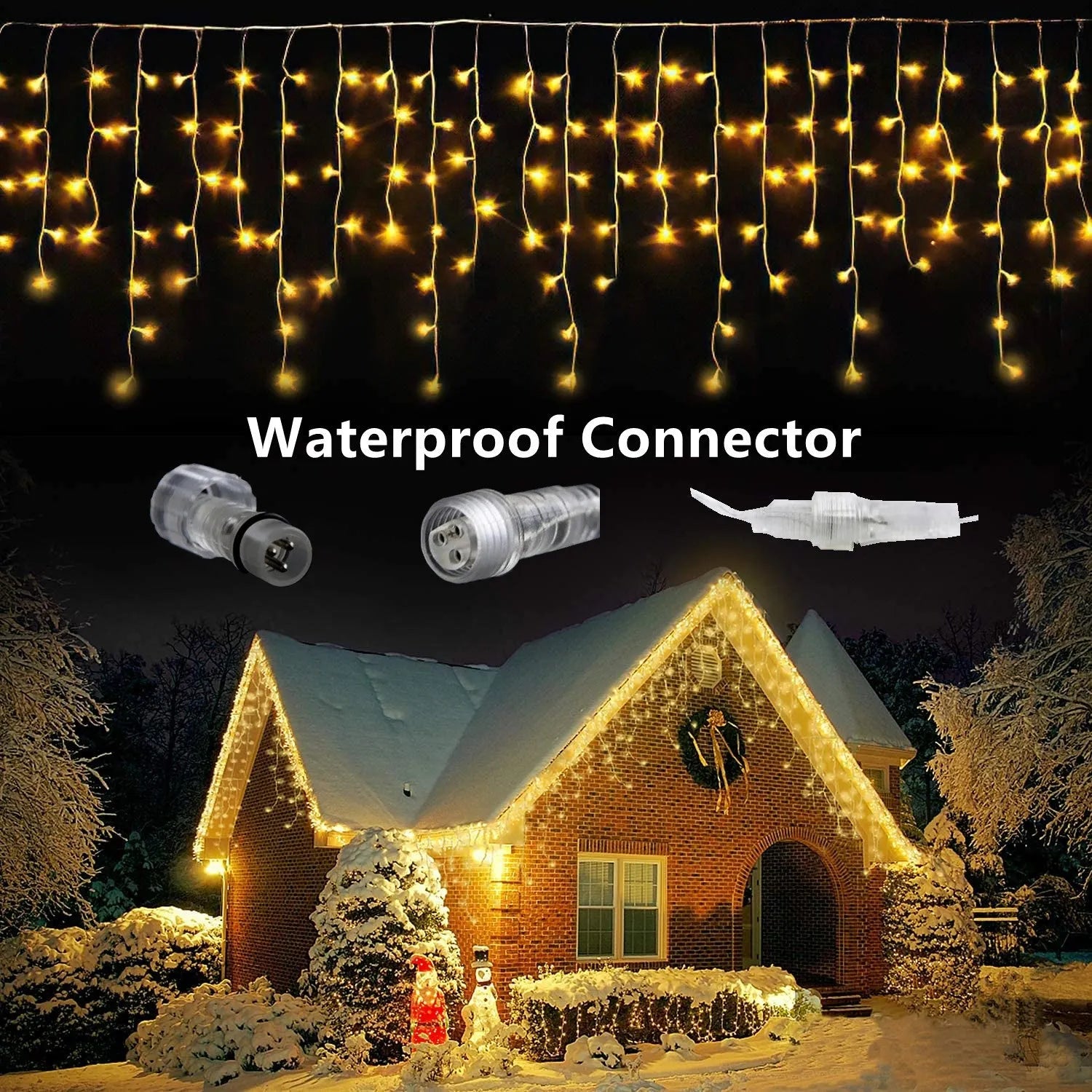 LED ice bar light string on dark background showing warm white and multicolour lamps in 4m length
