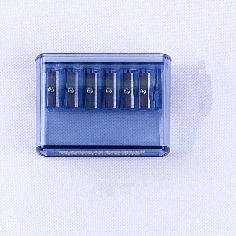 LK06 manual pencil sharpener with six pencil holes and ABS plastic housing