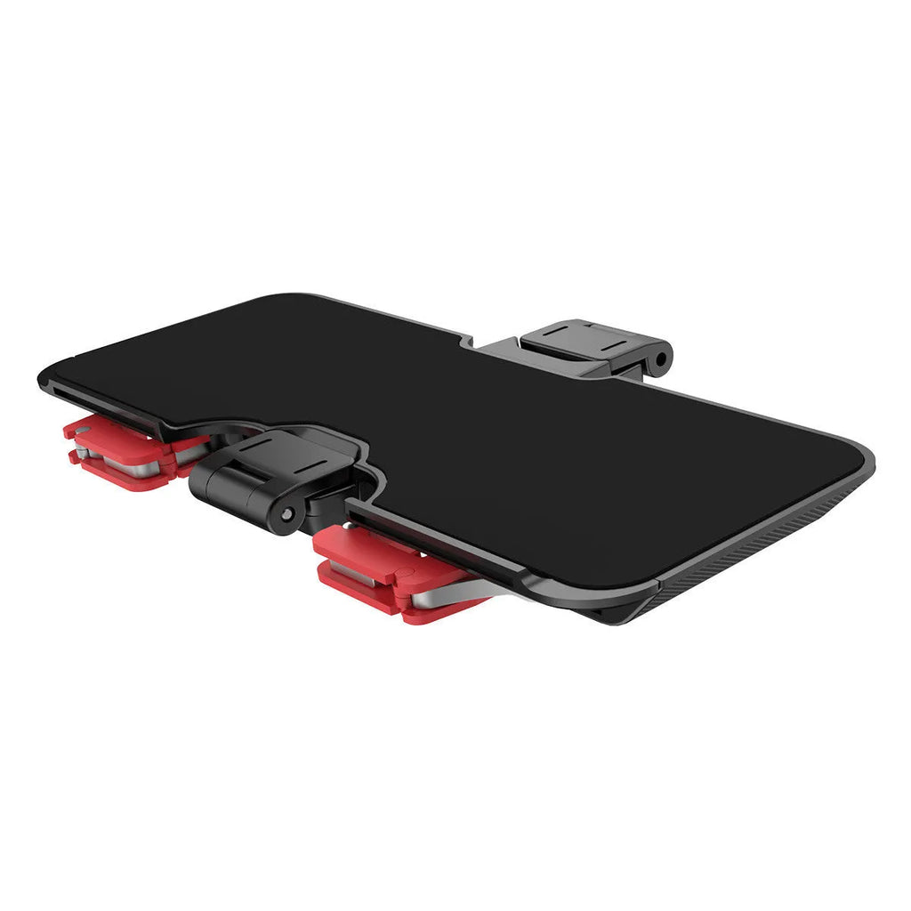 Black mobile gaming trigger handle showing metal trigger and adjustable phone clip