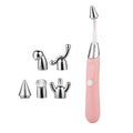 Pink 6-in-1 electric full body massager with six massage heads on a white background