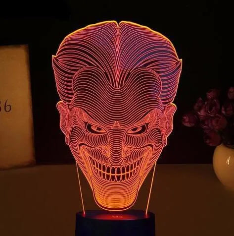 USB-powered acrylic 3D LED table lamp showing multiple colour display with remote control