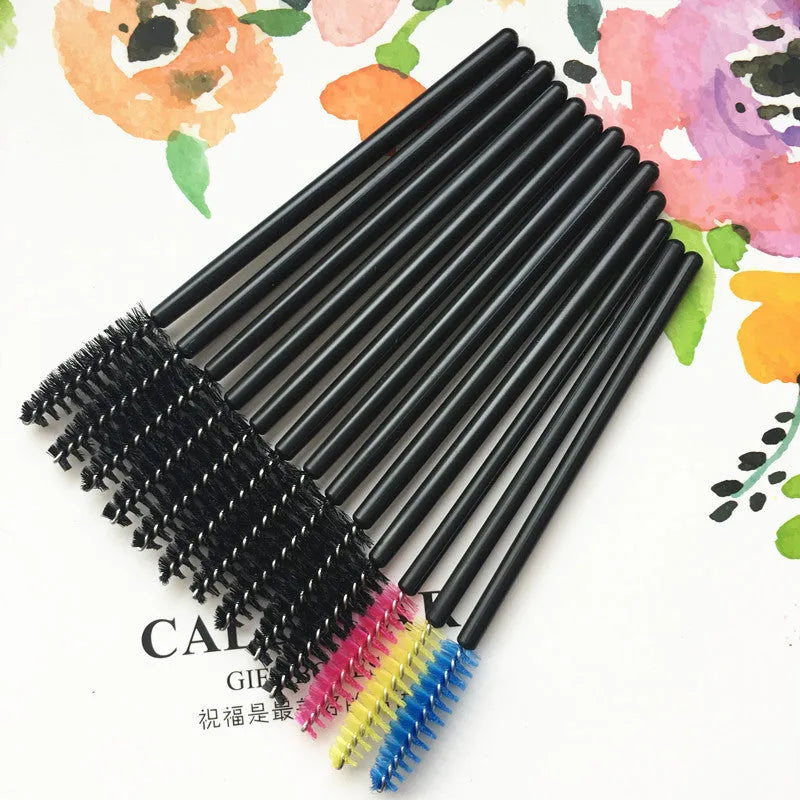 Disposable eyelash curler comb in black, blue, pink, rose red, white, and yellow colours, 10cm length