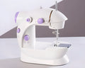 Miniature electric household sewing machine measuring 20 x 15 x 10 cm with straight stitch cylinder