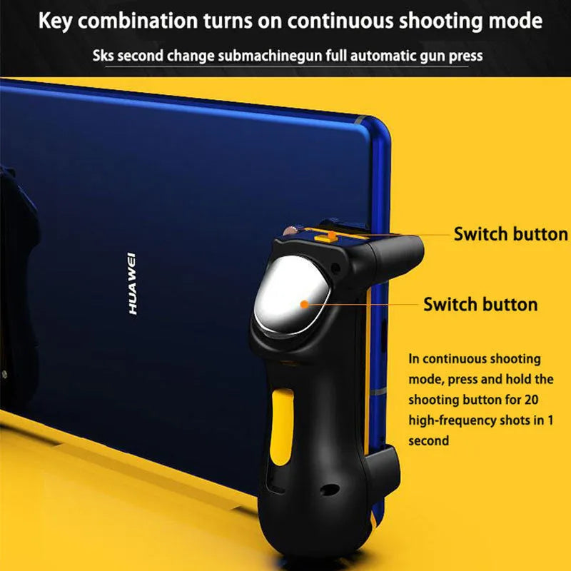Mobile gamepad trigger set ABS plastic 13cm x 11cm x 6cm black with orange and yellow options