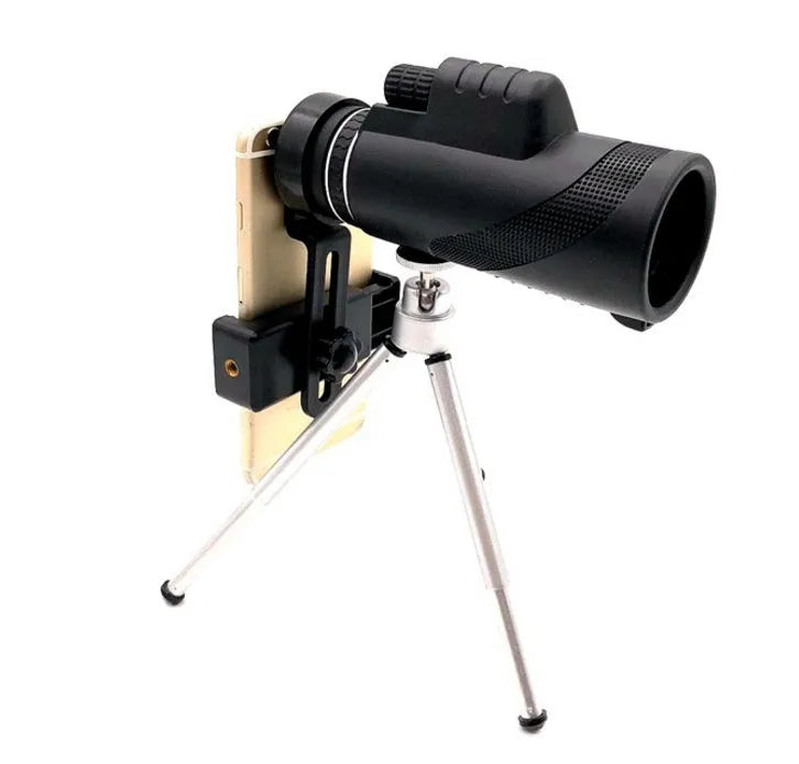 Black 40x60 monocular telescope with compact 144mm design for outdoor observation