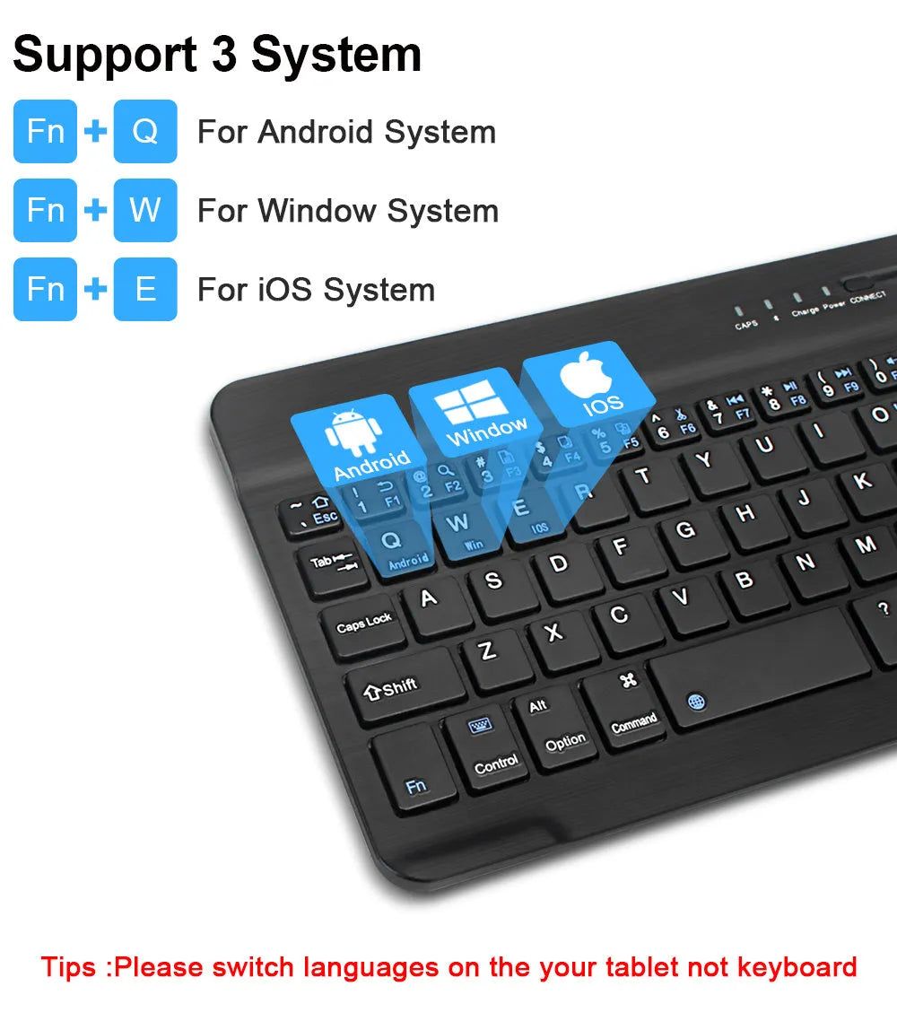 Mini Bluetooth wireless keyboard in black or white colour with 10-metre range and 44-hour battery life