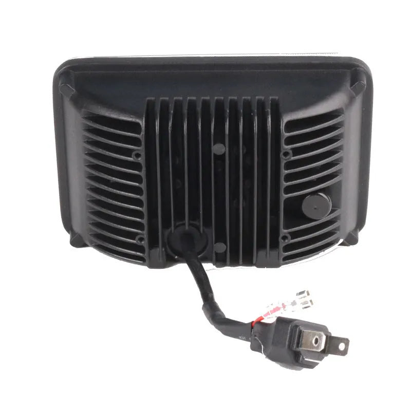 5 inch square LED car headlight in black die-cast aluminium housing with PC lens