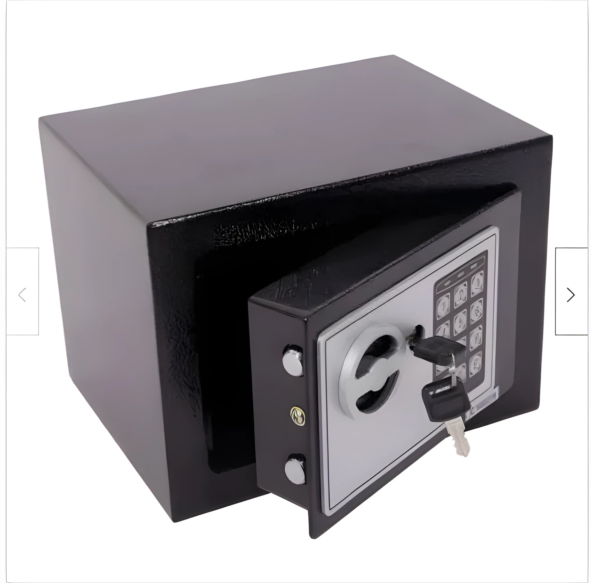 Mini office safe 230x170x170mm in white with password lock keypad on door