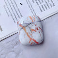 White Marble hard PC protective cover case for Apple AirPods 1 and 2 charging box.