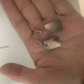 Women's geometric shell earrings showing rectangular and square shapes with natural shell material texture