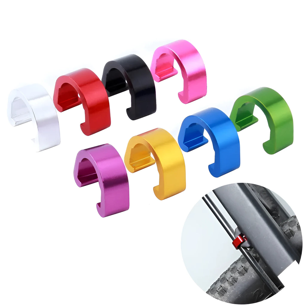 Aluminium alloy C-shaped buckle in multiple colours, showing dimensions of 10.2mm by 13mm by 5mm.