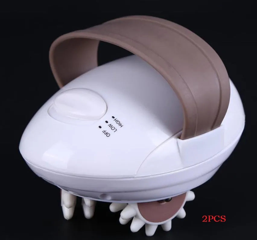 3D muscle shaping machine electric body massager with swivel wheel in white and coffee