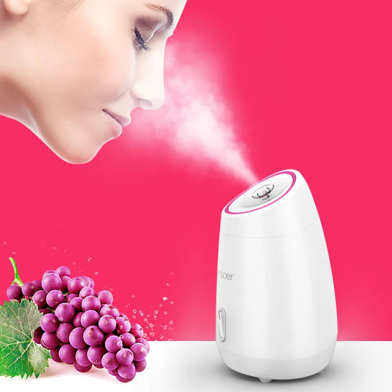 Nano ionic face steamer in pink or white for facial hydration and blackhead removal