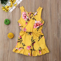 Cotton floral summer outfit for baby girl in white or yellow colour