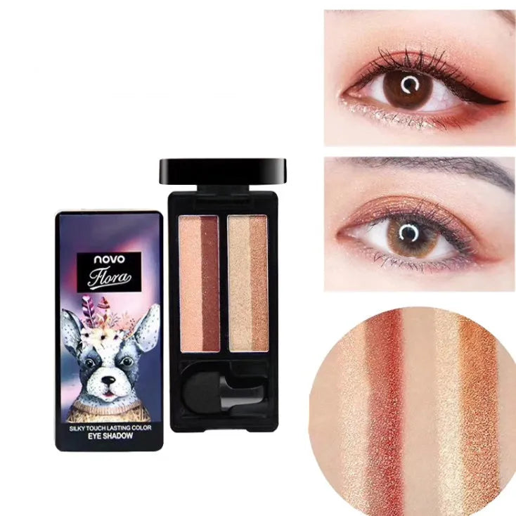 Gradient two-colour eyeshadow compact with small mushroom-head brush and 7:3 golden ratio pan