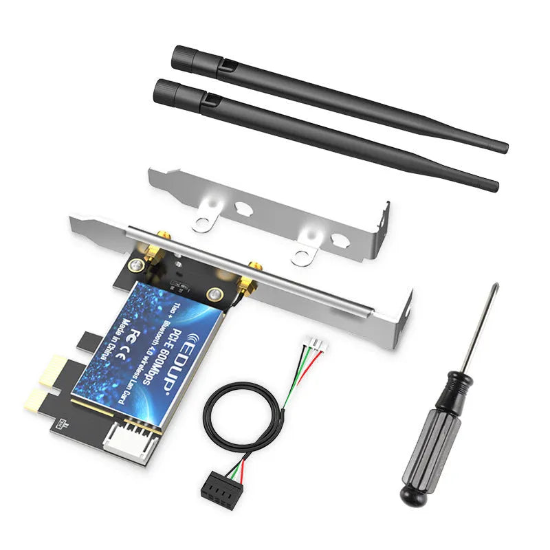 Dual-band PCI-E wireless network card with two 5dBi external antennas and Bluetooth 4.0