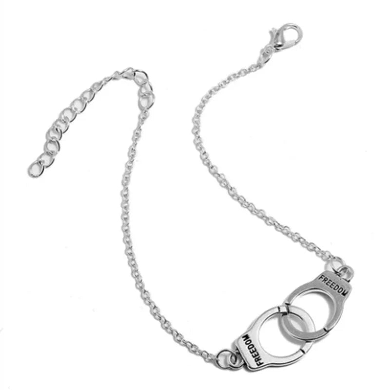 Silver electroplated alloy geometric anklet for women, 18cm length, individually packed