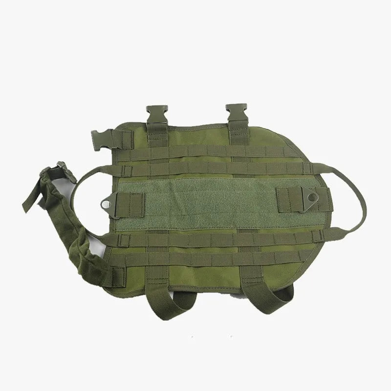 Military nylon dog training vest in Army Green colour with adjustable fit for puppies to adult dogs