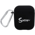 Black and Pink AirPods case covers with Flower, Love, and Smiley face emoji designs.