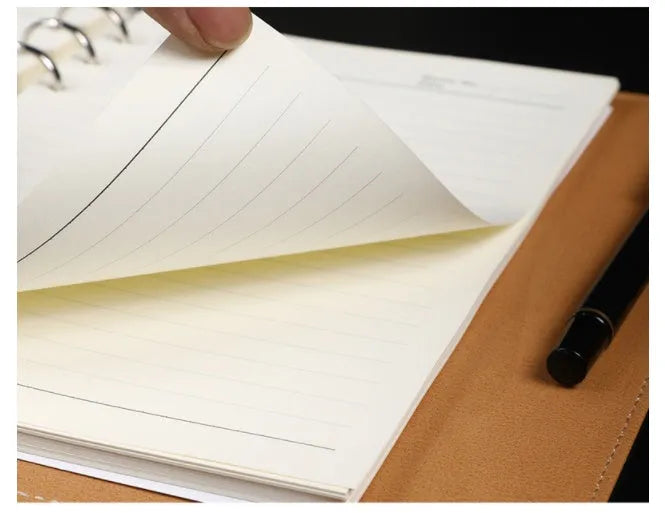 A5 PU leather buckle 6-hole clip notebook in black, 18x23.3cm, with 80 sheets of Daolin paper