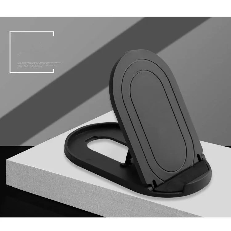 A foldable plastic mobile phone stand in a lazy bracket shape, shown in a selection of colours.