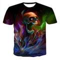 Men's cotton t-shirt with 3D skull print, crew neck, multiple style options, sizes S to 6XL
