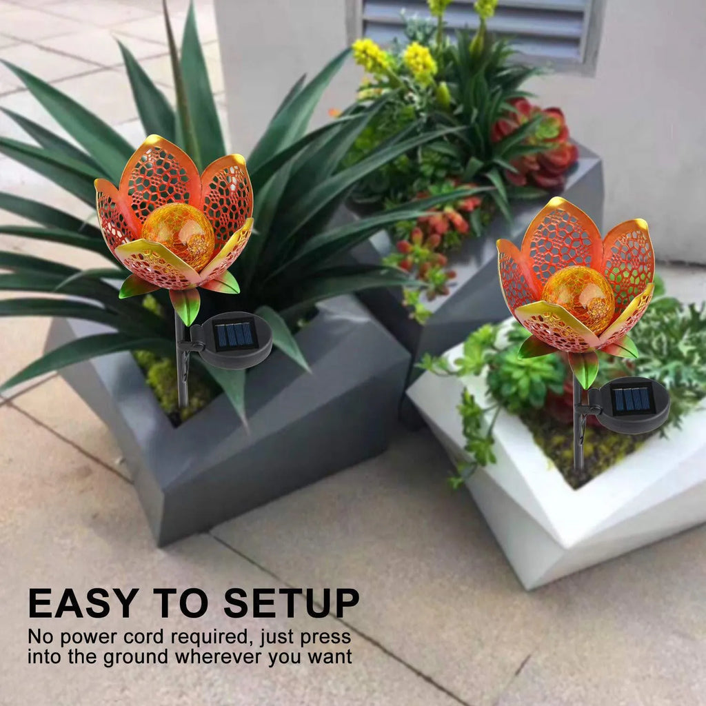 Solar lawn light with warm light output, 450mm height, IP44 rated for garden decoration