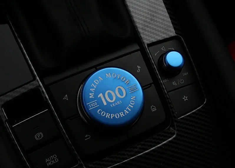 Mazda central control knob sticker metal decal set in Silver Red Blue for Centennial MS rotary models