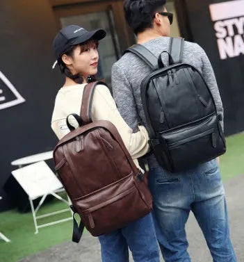 PU men's shoulder bag casual square vertical section double strap soft handle black
