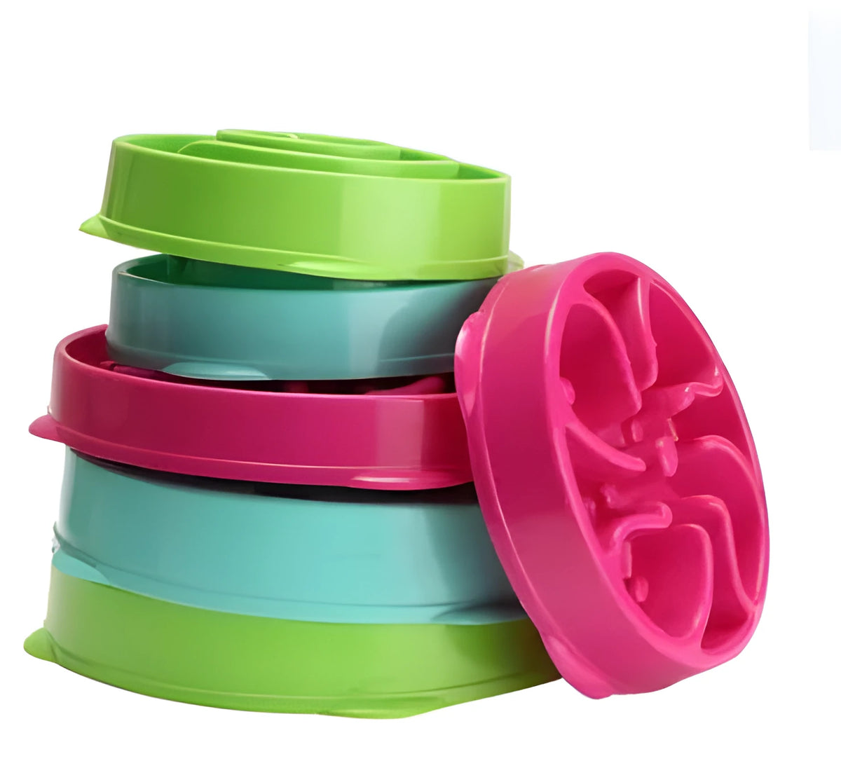 ABS slow feeder dog bowl 28x28x5cm in blue with puzzle interior for small to large dogs